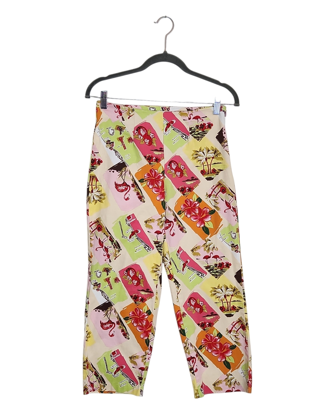 Bamboo Traders Multicolor Flamingo Print Capri Pants Size 4 Petite